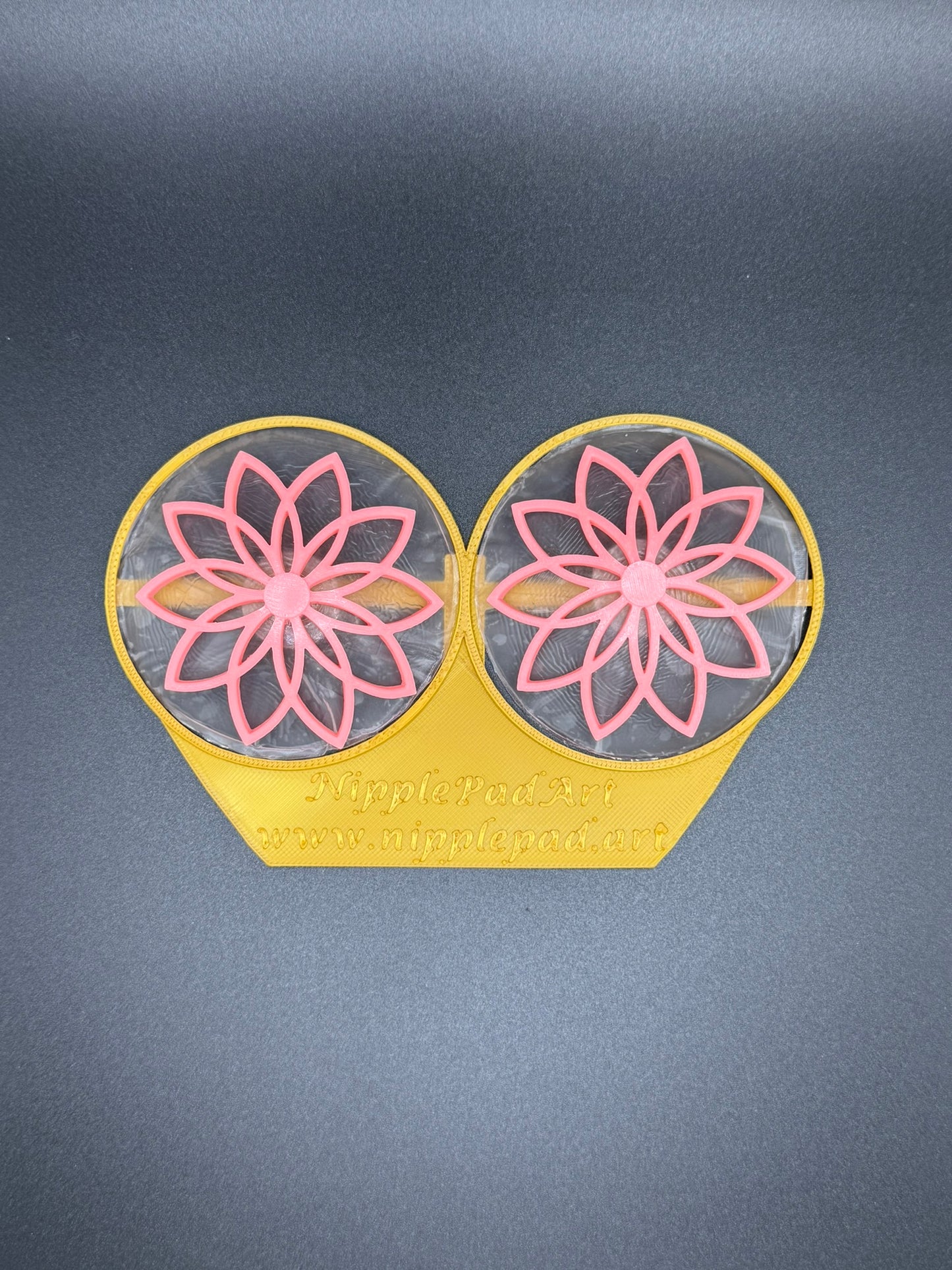 Wiederverwendbare Nippelpads mit Lotus-Design - UV-aktiv - Neongelb - lachsrosa