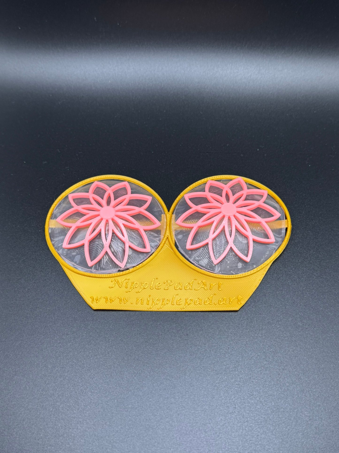 Wiederverwendbare Nippelpads mit Lotus-Design - UV-aktiv - Neongelb - lachsrosa
