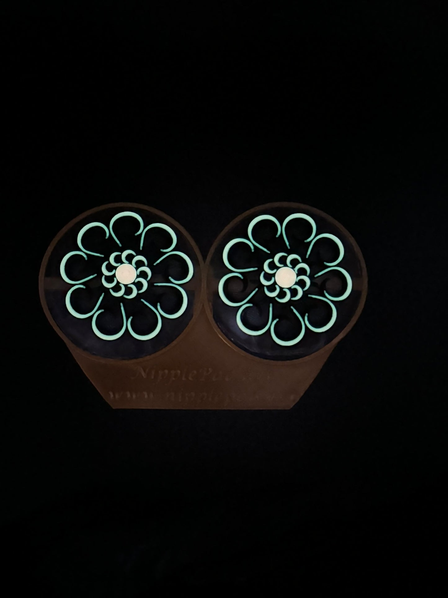 Wiederverwendbare Nippelpads mit Blumenmuster - UV-aktiv - Lachsrosa - Neongelb