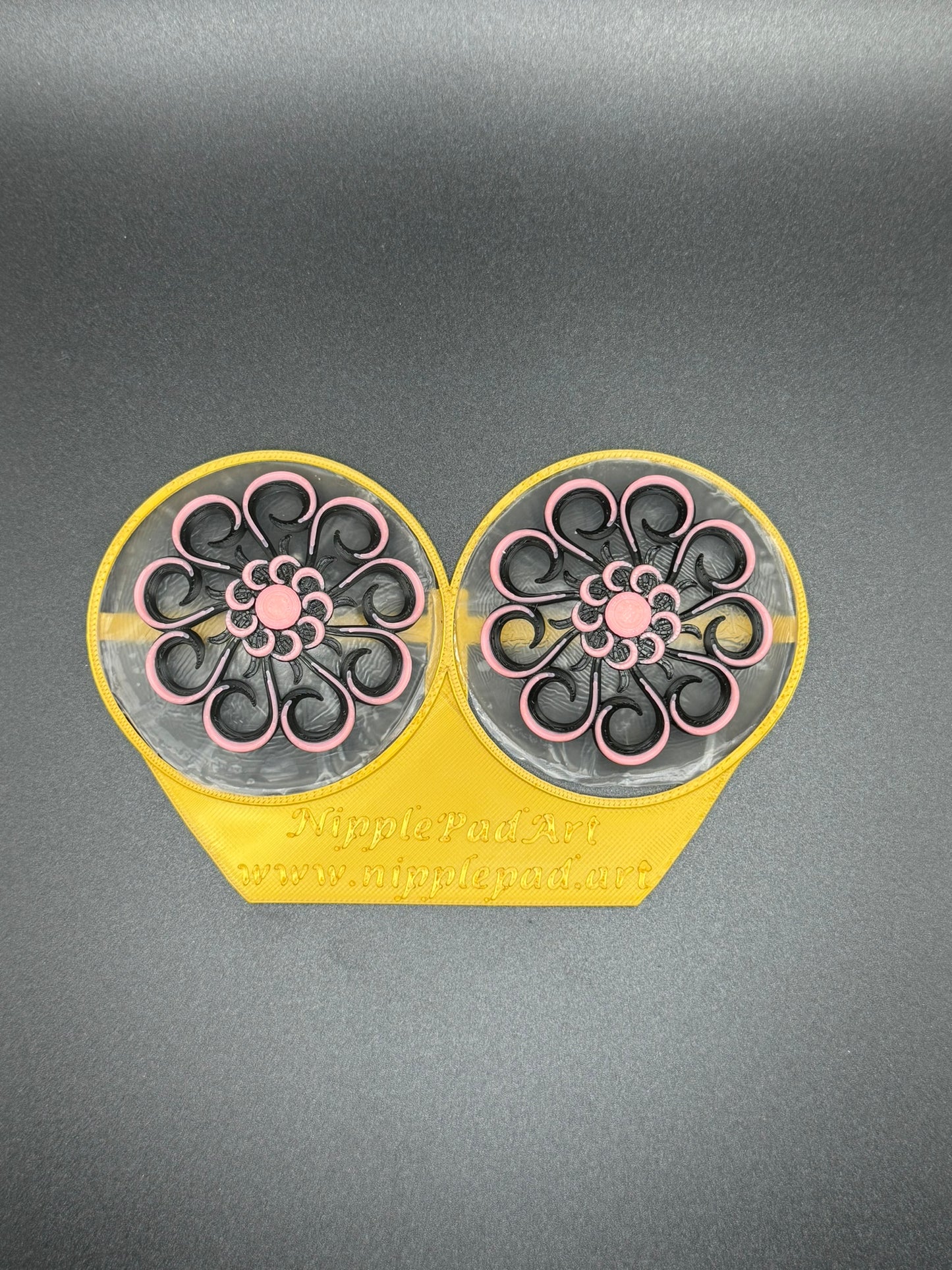 Wiederverwendbare Nippelpads mit Blumenmuster - UV-aktiv - Lachsrosa - Neongelb